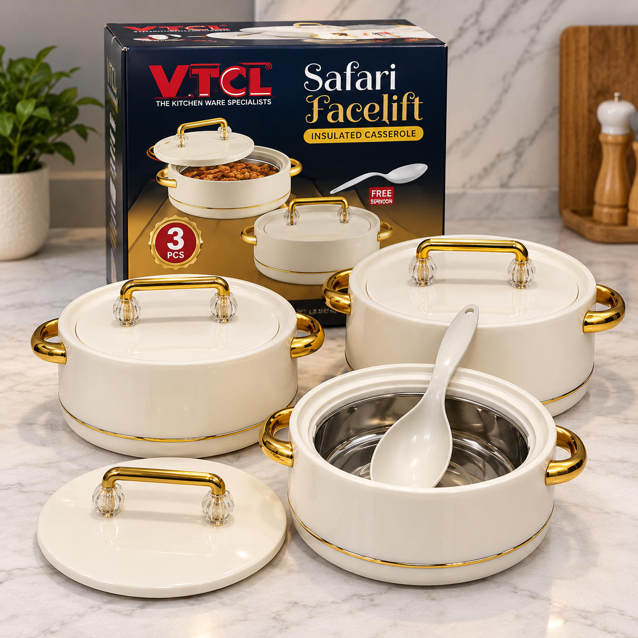 Elegant White Insulated Casserole Set