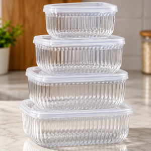 4-Piece Ribbed Food Storage Container Set